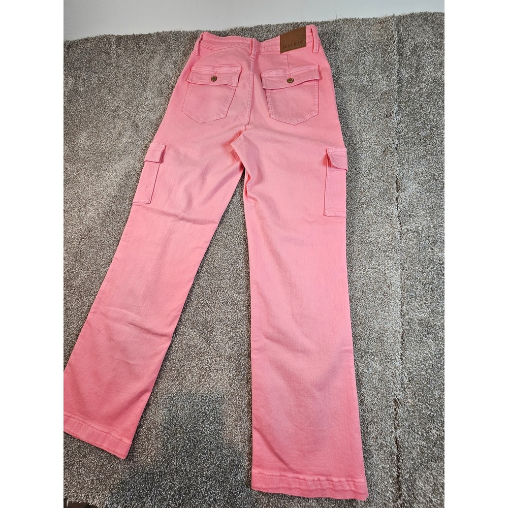 Judy Blue Pink Garment Dyed Cargo Straight Leg Jeans Womens 5/27 JB88837 C - Picture 6 of 15